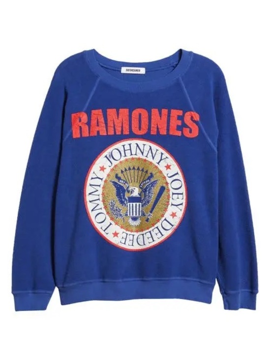 Daydreamer Tops - Daydreamer Ramones Reverse Cotton Terry Graphic Sweatshirt
